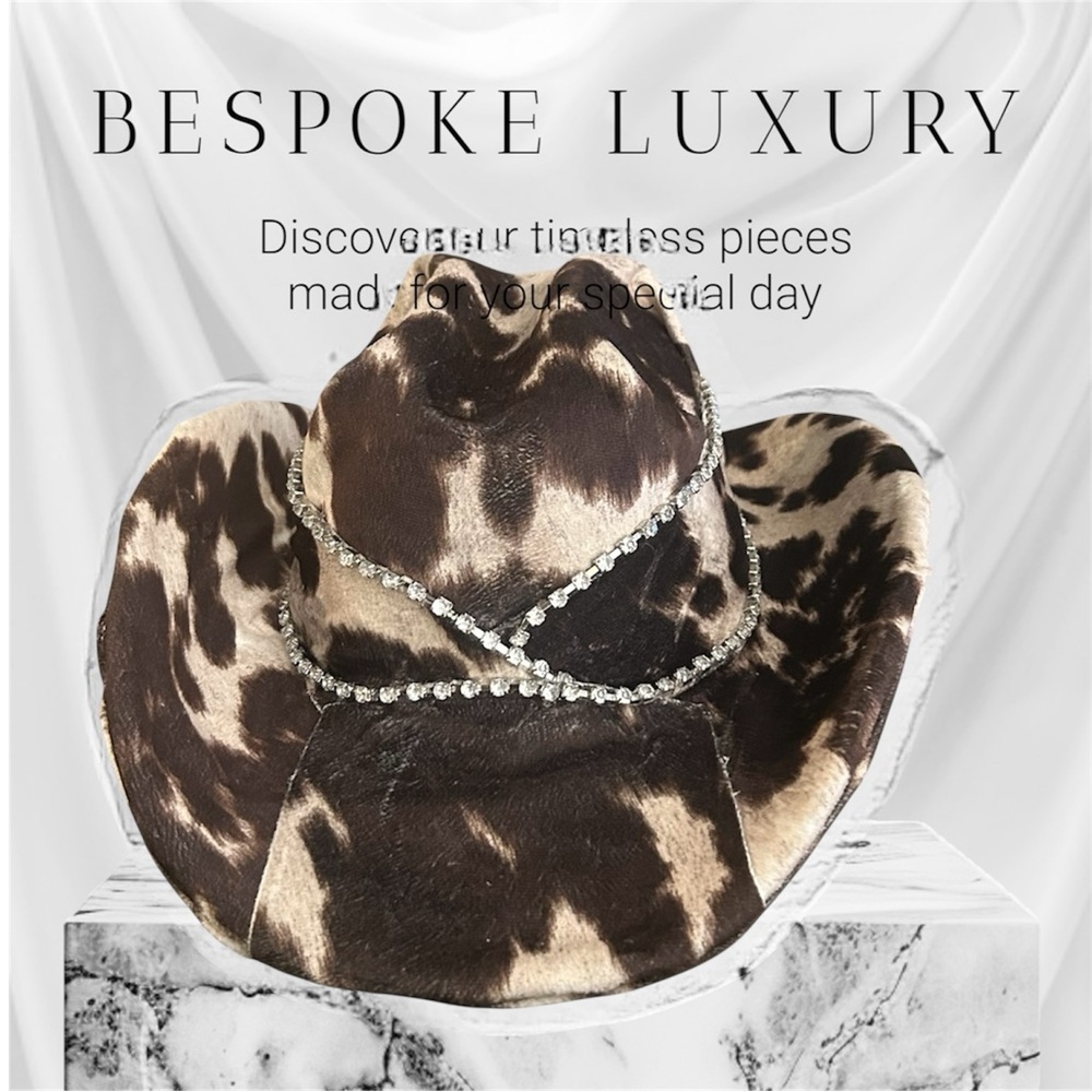 Brown Cowhide Western Hat with Crystal Trim